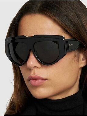 MaxMara Glossy Black Shield Sunglasses